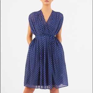 NWOT! Beautiful Draped Navy Print EShakti Dress